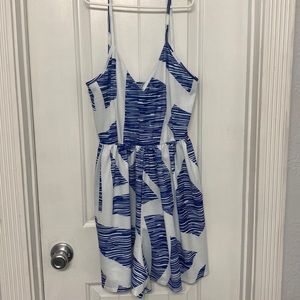Blue and white romper